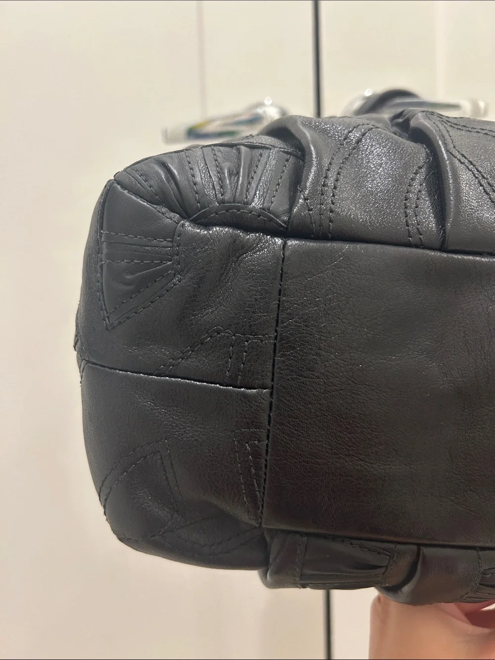 Coach (EUC) Madison Op Art Maggie Embellished Leather Shoulder Bag